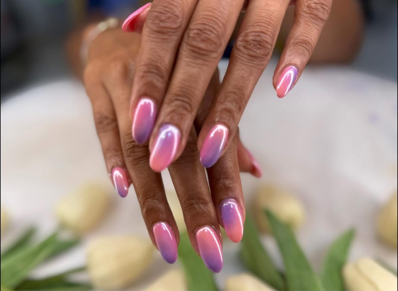 Pink and purple ombre manicure